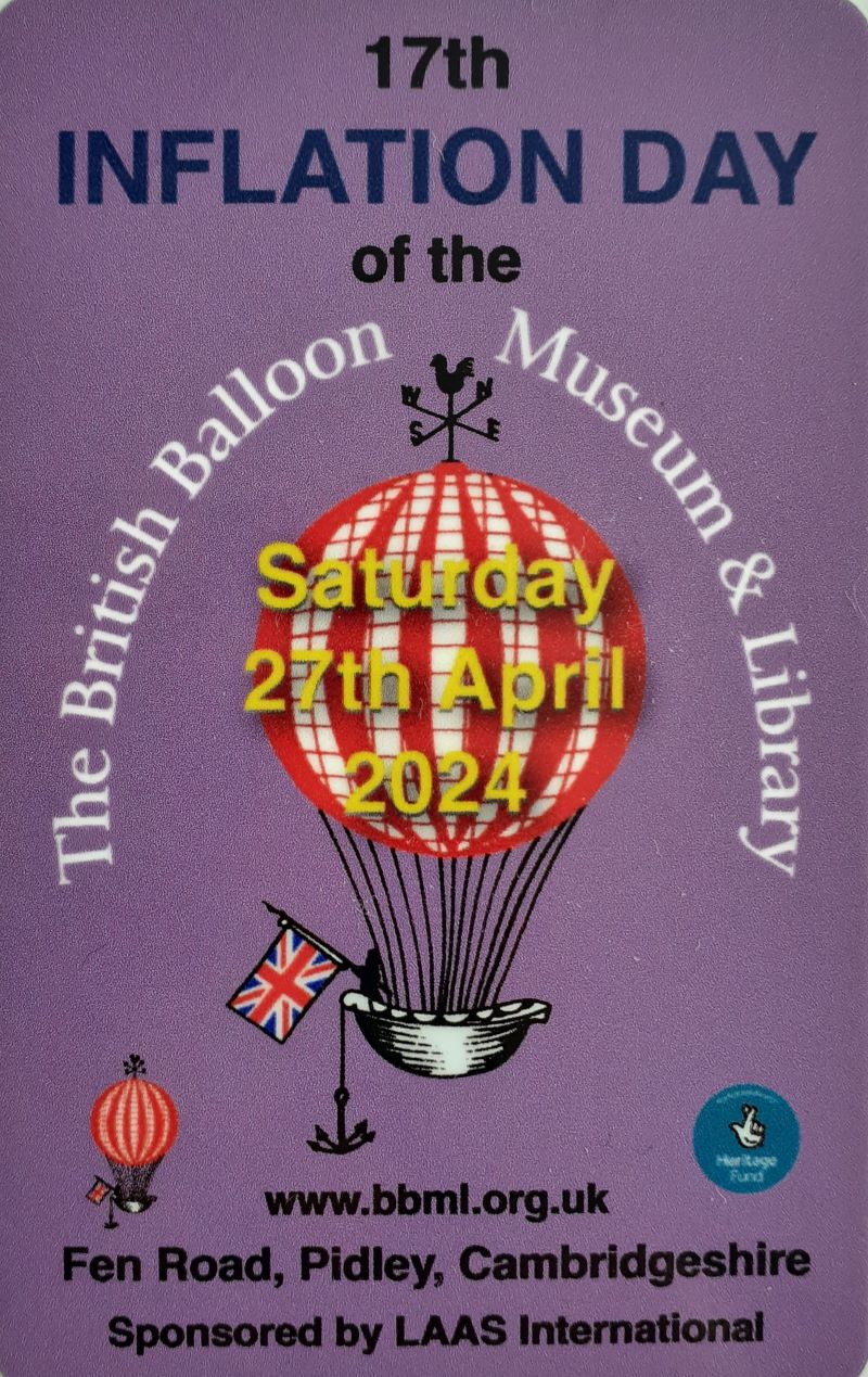 Purple background to sticker with the BBM&L logo in the centre and event date across the logo balloon. At foot of sticker is the location, BBM&L web address and event sponsors.