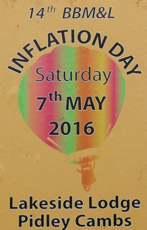 Orange background to sticker with a rainbow gradient silhouette of a balloon in the centre and event date across the balloon. At foot of sticker is the location.