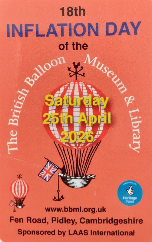 Orange background to sticker with the BBM&L logo in the centre and event date across the logo balloon. At foot of sticker is the location, BBM&L web address and event sponsors.