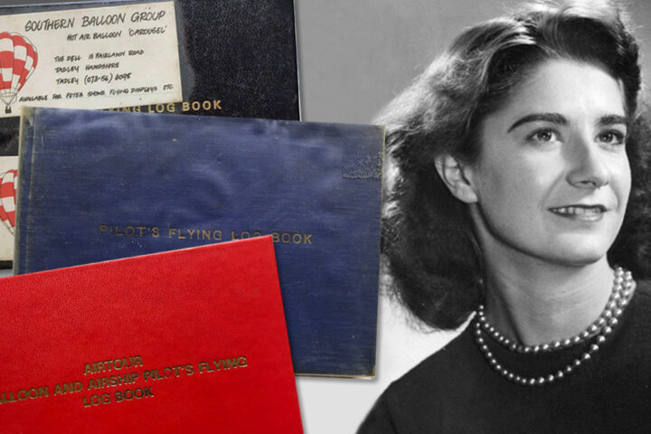 Montage of logbook items and image of Renee Thornton